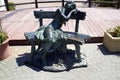 Sculpture of a girl relaxing on a seat at Marbella beach, Andalusia, Spain, Europe Royalty Free Stock Photo