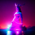 Sculpture of the goddess of love on the sea at night AI generated