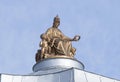 The sculpture of the goddess Minerva on top of the dome of the Academy of Arts. St. Petersburg