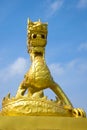 Sculpture of a golden dragon against a blue sky. Imperial Forbidden City. Hue, Vietnam Royalty Free Stock Photo