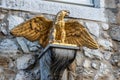 Sculpture of a golden eagle on a building in Stolberg, Eifel Royalty Free Stock Photo