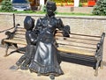 Sculpture Governess with a boy on a bench Royalty Free Stock Photo