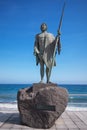 Sculpture of the guanche mencey Adjona on January 30, 2016 in the waterfront of Candelaria, Tenerife.