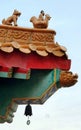 Sculpture on guardian and small bell on roof of Chinese Shrine