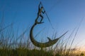 Sculpture of the harpooner during the sunset in the Marthas vineyard