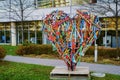 Sculpture HEART MADE FROM TOOLS cirque du soleil Montreal public art