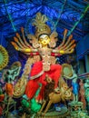 Sculpture of Hindu Goddess Durga during Durga Puja festival in October at Kolkata, Calcutta Royalty Free Stock Photo