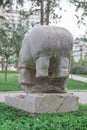 Sculpture hippo booty up rear view in Karaalioglu park Antalya Turkey