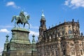 Sculpture and Hofkirche in Dresden