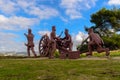 Sculpture in honor of the battery of the Lines of Torres Vedras during the French invasion, installed in the castle, Portugal