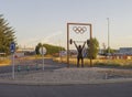 Sculpture in honor to Lydia Valetin, a spanish Olympic-style weight lifting medalist. Camponaraya, Spain.