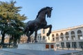 Sculpture of a horse by Leonardo Da Vinci at the old hippodrome in the San Siro.
