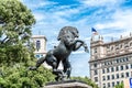 Sculpture of a horse in the Plaza Catalunya in Barcelona, Spain. Royalty Free Stock Photo