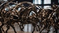 A sculpture with horse riders and metal. The sculpture is forged with iron and steel,