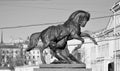 Sculpture Horse Tamers on Anichkov Bridge across Fontanka River, Saint-Petersburg, Russia