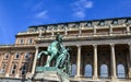 The sculpture of the Horseherd taming horse Front of Royal Palace at Budapest