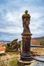 Sculpture at Hradcany Square Prague panorama at twilight Czech Republic Royalty Free Stock Photo