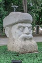 Sculpture huge head of bearded man in Karaalioglu park Antalya Turkey