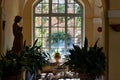 Sculpture inside the winter greenhouse of an ancient building