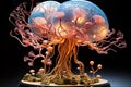 A sculpture of a jellyfish with corals and corals on it