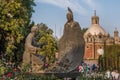 Sculpture of Juan Diego and Fray Juan de Zumarraga. Royalty Free Stock Photo