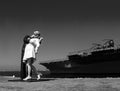 Sculpture of kissing seaman and girl at aircraft carrier Midway