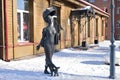 Sculpture Lady with a Doggy. Penza. Russia.