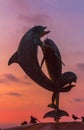 Sculpture of leaping dolphins, Puerto Vallarta Royalty Free Stock Photo