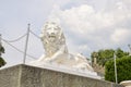 Sculpture of a lion of marble at the entrance to the Vorontsov Palace. Crimea.