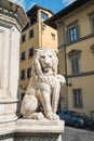 Sculpture of a lion near the Basilica of Santa Croce Basilica o