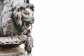 Sculpture of a lion`s head profile made of metal on a white background Royalty Free Stock Photo