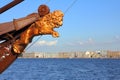 Sculpture of lion on ship in St. Petersburg