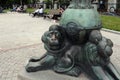 Sculpture of lions at the base of the lamp on Gogol Boulevard in Moscow