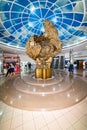 Sculpture located in the lobby of the entrance to the Bagration bridge.