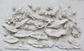 The Sculpture lotus of native thai style decorative on the wall Royalty Free Stock Photo