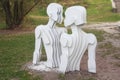 Sculpture of lovers in a contemporary style on the Landscape alley. Kiev