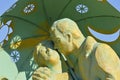 Sculpture Loving couple. Love. Kiss. Festivalny Park. Soviet area. Gomel. Belarus