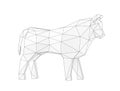 Sculpture of a low poly Bull, low polygon animal