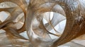 A sculpture made of intersecting strings representing the intricate dance of particles and forces within superstring