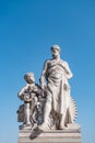 Sculpture of mechanic and his scholar on Zoll Bridge in Magdebur