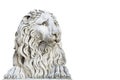 Sculpture of a medieval lion head of stone (Italy) - concept with copy space isolated on white