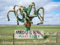 Sculpture of Medusa Made with Hay by Clint Carr