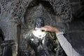 Sculpture with micro carved hallow skull at Hoysaleswara Temple