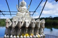 Sculptural composition on the sacred lake on the island of Mauritius