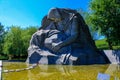 Sculpture Mother holds on hand the deceased warrior in the center Lake of Tears Sorrow Square Mamaev Kurgan Volgograd