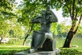 Sculpture mother and the son in the park