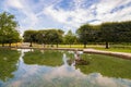 Sculpture of mythological greek sea god Triton in a pool of Hellbrunn palace park,  Salzburg, Austria Royalty Free Stock Photo