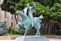 Baku, Azerbaijan, September, 11, 2019. Sculpture near the Museum center of the Ministry of culture and tourism of the Republic of