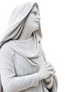 Sculpture ofsad woman praying isolated on white Royalty Free Stock Photo