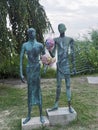 Bronze sculpture of Orpheus and Eurydike by Ursula Querner in the city park of Hamburg